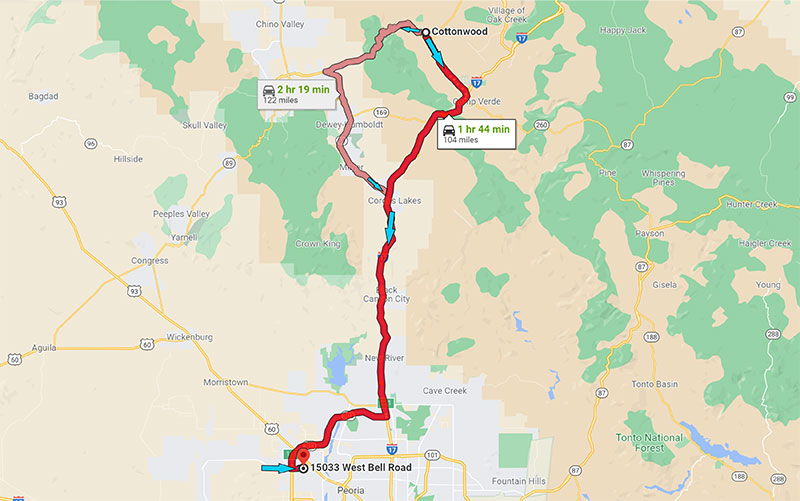 Direction from Cottonwood