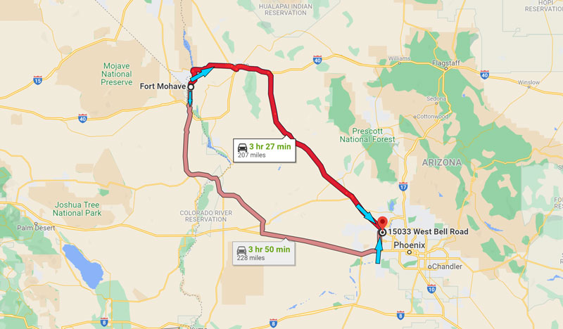 Direction from Fort Mohave