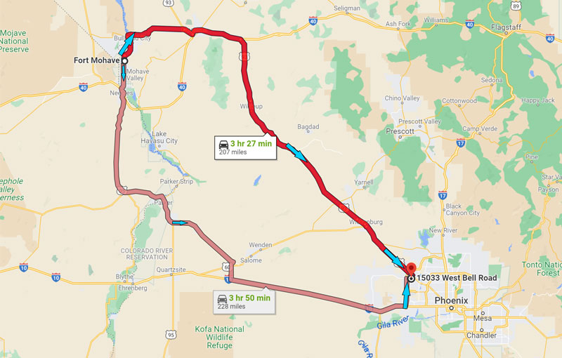 directions to fort mohave