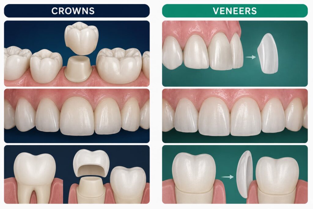Crowns vs Veneers